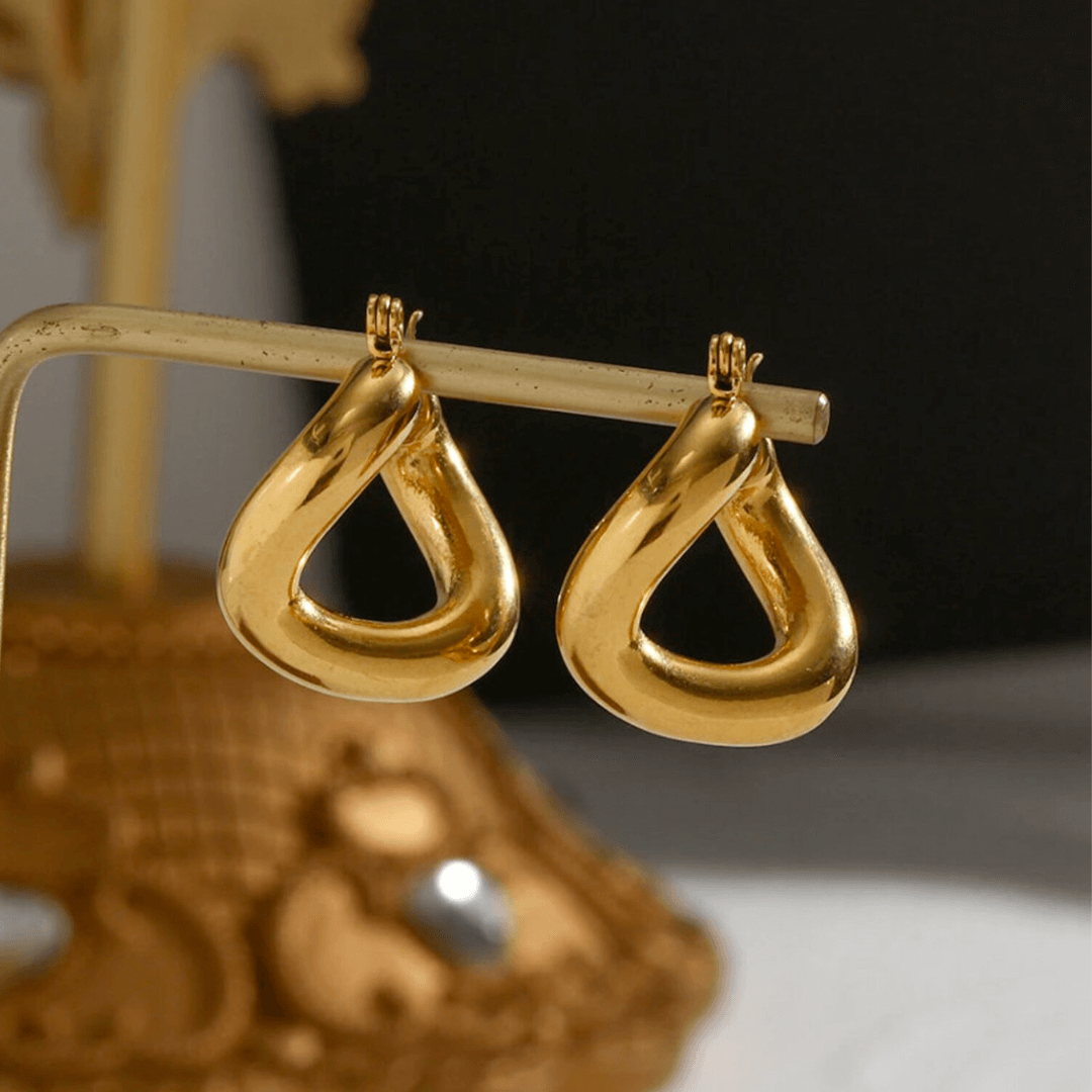 18k Gold Geometric Vintage Earrings