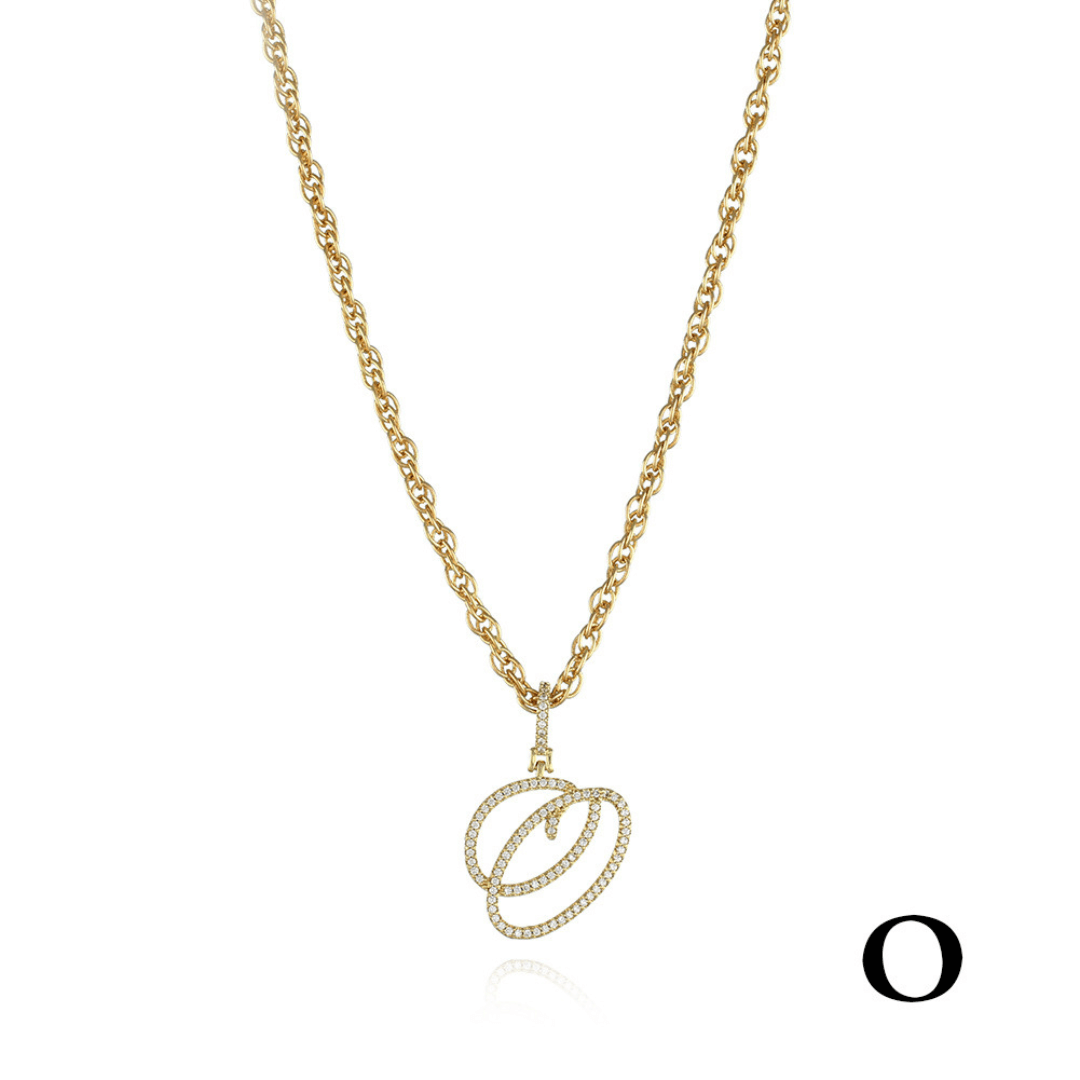 18k Gold Clavicle Chain With Zircon Letter Pendant