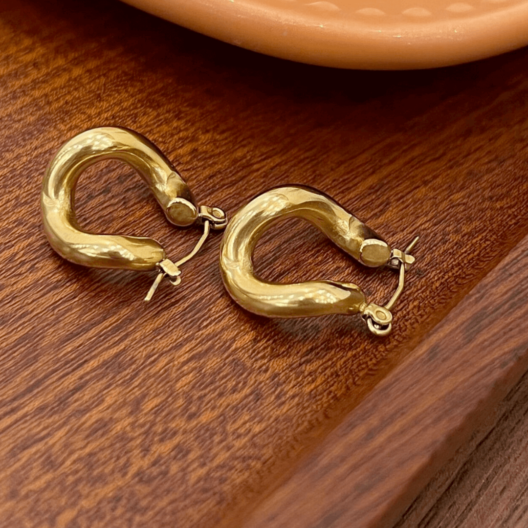 18k Gold Geometric Vintage Earrings