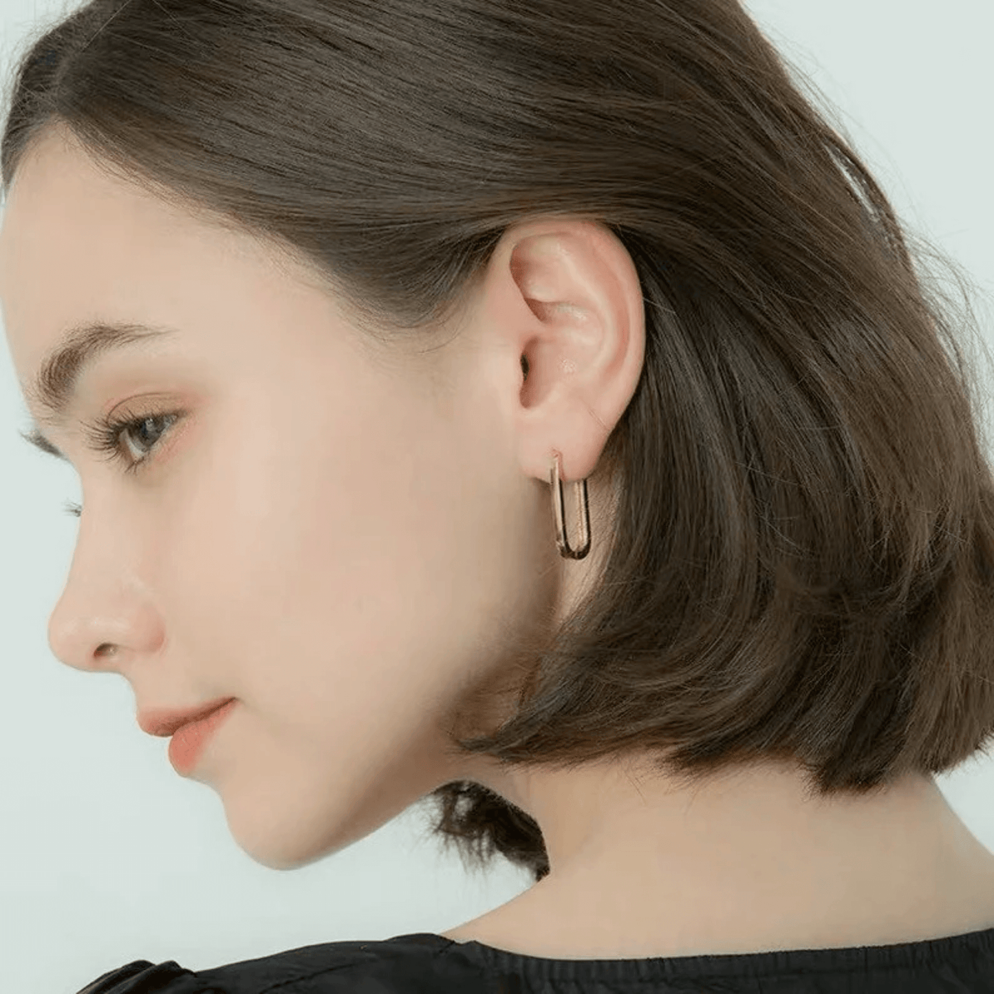 14K Gold Earrings Paperclip Design