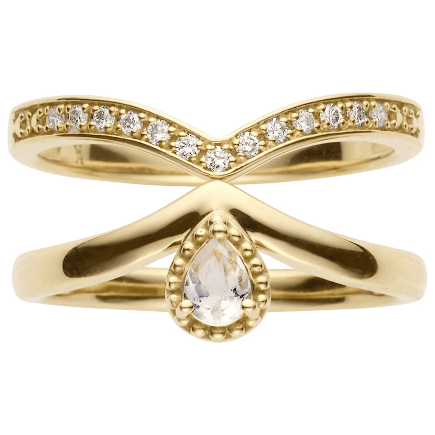 14K Gold Ring Set Zircon Crystal Stack