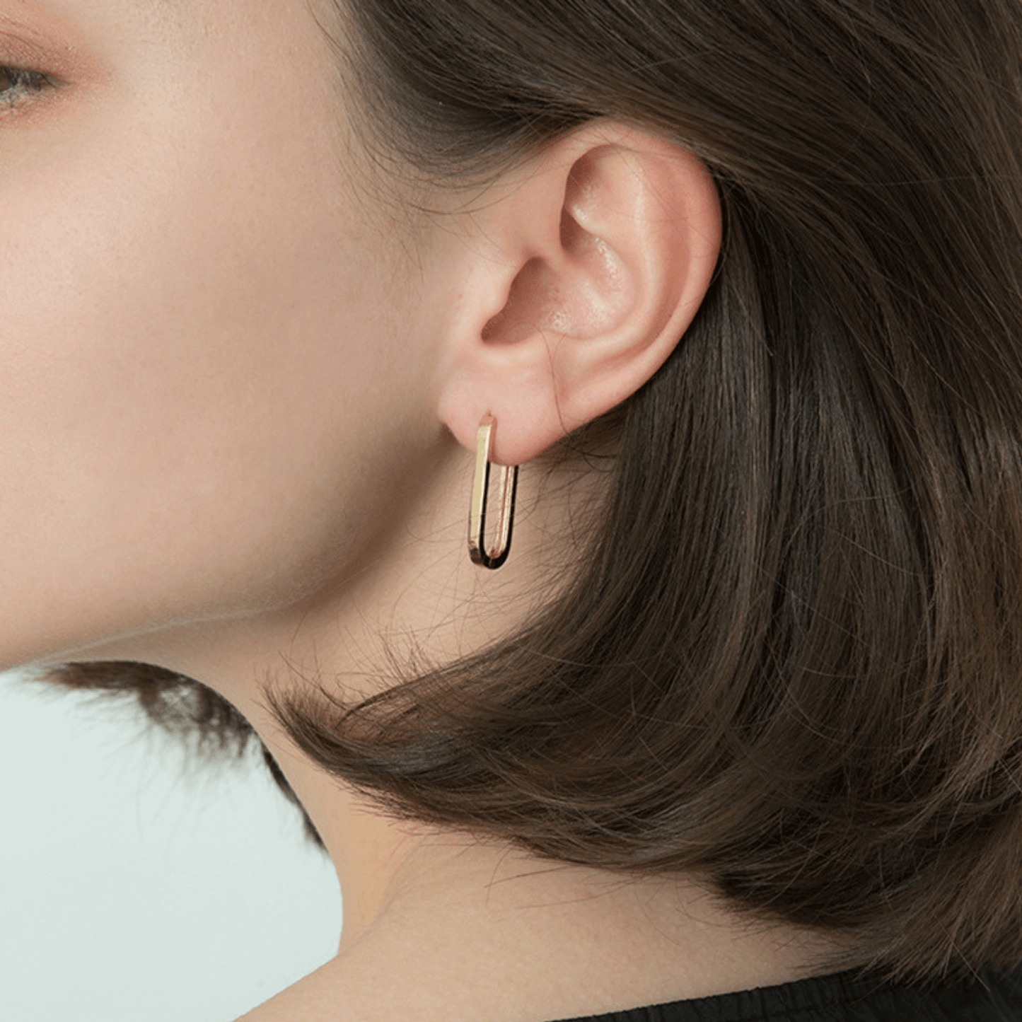 14K Gold Earrings Paperclip Design